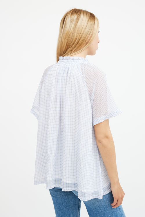 Birgitte Herskind Blue 
White Gingham A-line Top