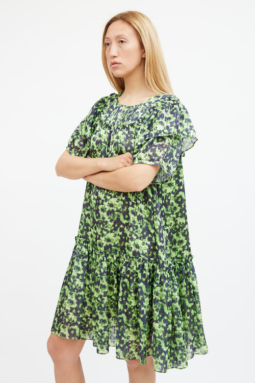 Birgitte Herskind Green 
Navy Floral Tiered Midi Dress