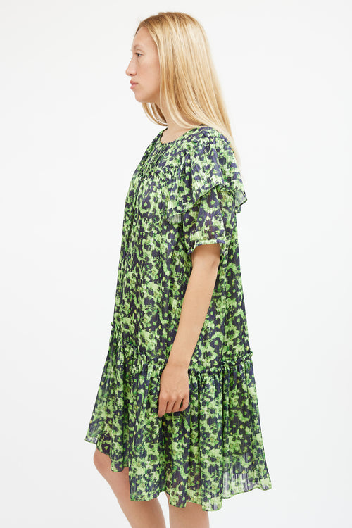 Birgitte Herskind Green 
Navy Floral Tiered Midi Dress