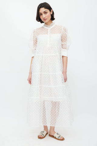 Birgitte Herskind White Polka Dot Tiered Dress