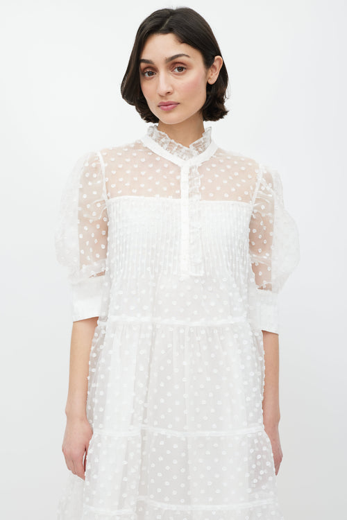 Birgitte Herskind White Polka Dot Tiered Dress