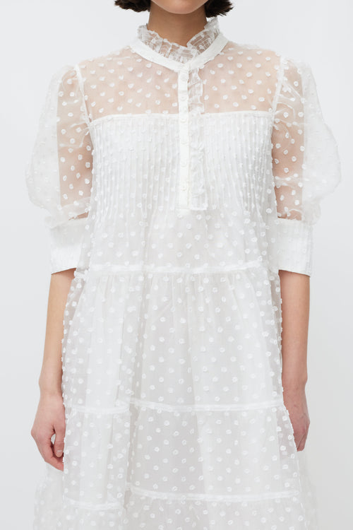 Birgitte Herskind White Polka Dot Tiered Dress