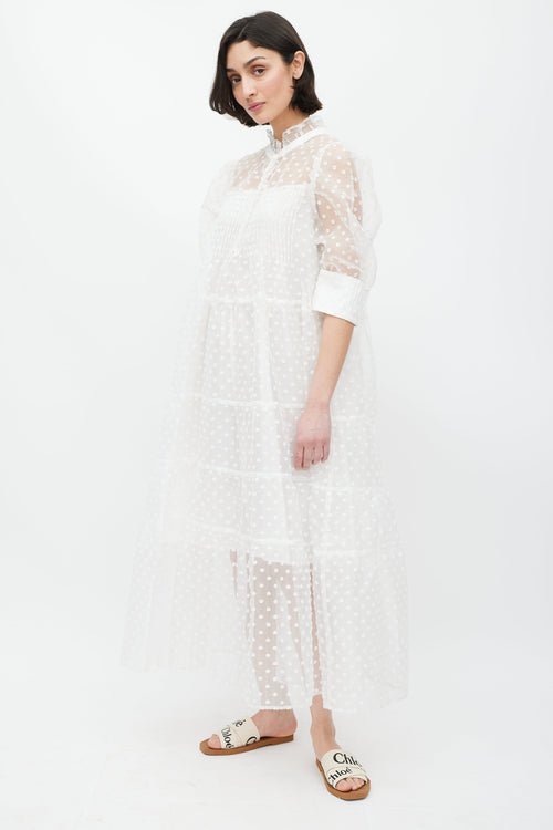 Birgitte Herskind White Polka Dot Tiered Dress