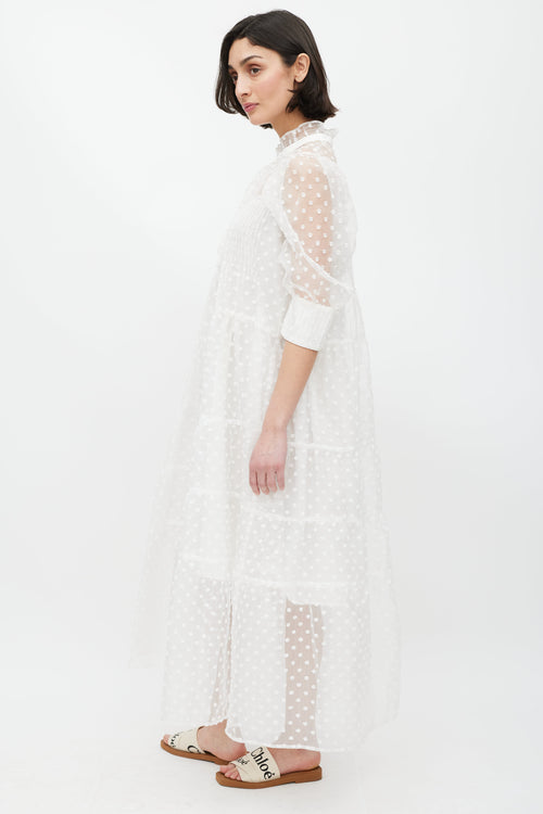 Birgitte Herskind White Polka Dot Tiered Dress