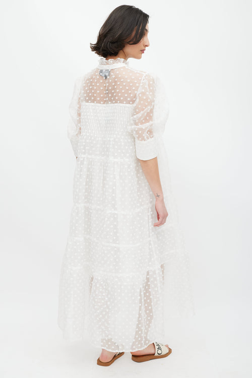 Birgitte Herskind White Polka Dot Tiered Dress