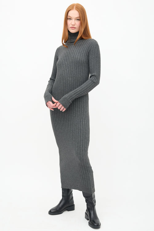 Birgitte Herskind Dark Grey Ribbed Turtleneck Dress