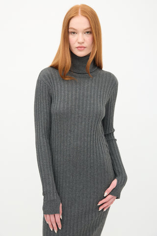 Birgitte Herskind Dark Grey Ribbed Turtleneck Dress