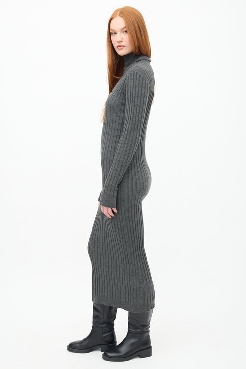 Birgitte Herskind Dark Grey Ribbed Turtleneck Dress