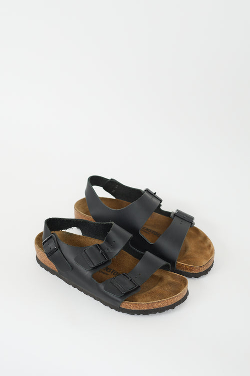 Birkenstock Black 
Brown Leather Milano Slingback Slide