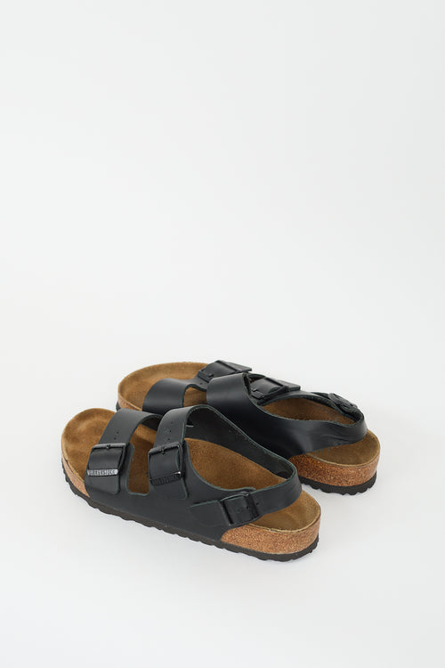 Birkenstock Black 
Brown Leather Milano Slingback Slide