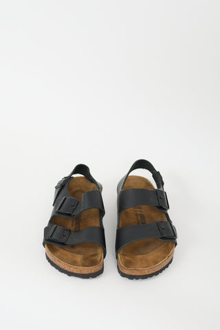 Birkenstock Black 
Brown Leather Milano Slingback Slide