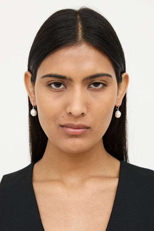 Birks 751 White Gold Pearl Drop Earring