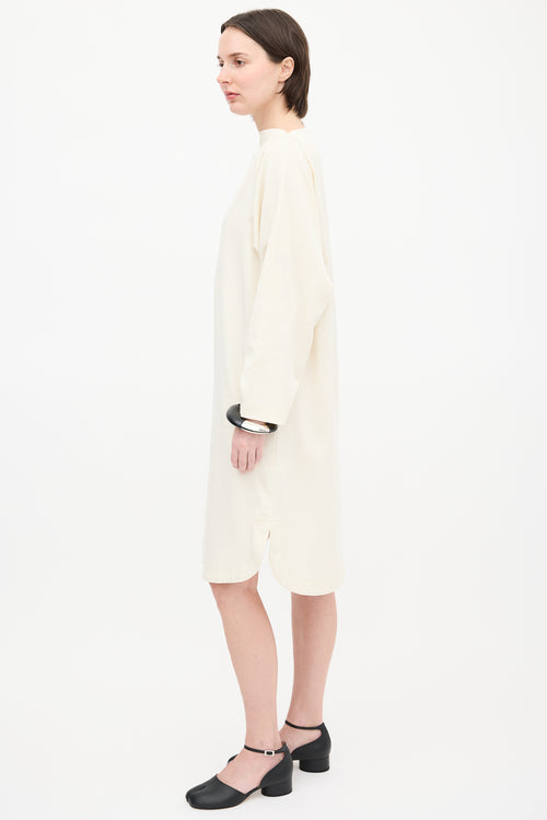 Black Crane Cream Shift Dress