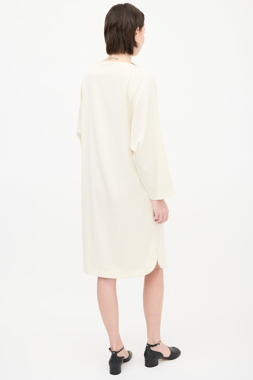 Black Crane Cream Shift Dress