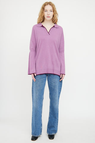 Black Goat Purple Cashmere Knit Polo Sweater