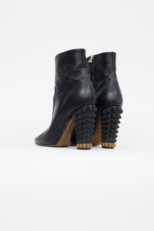 Fendi Black Leather Spike Heel Boot