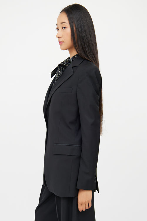 Blk Dnm Black Wool Panel Button Pocket Blazer