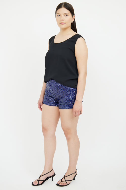 Blumarine Blue Sequin Shorts