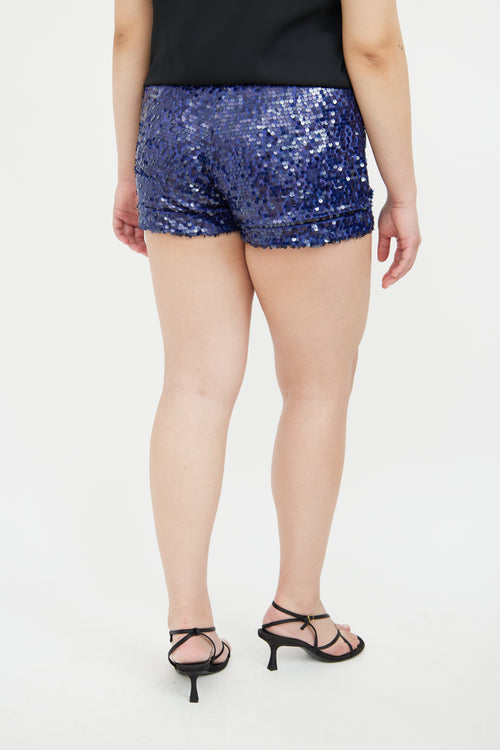 Blumarine Blue Sequin Shorts