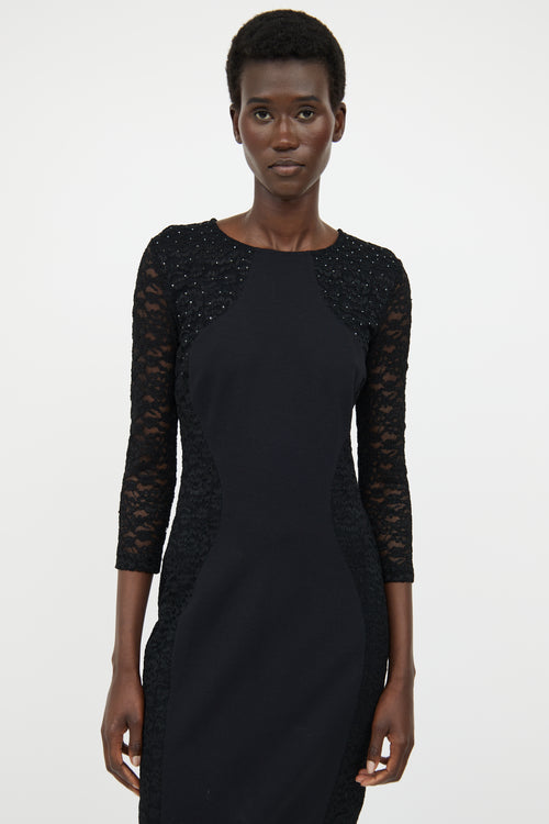 Blumarine Black Mesh Rhinestone Dress