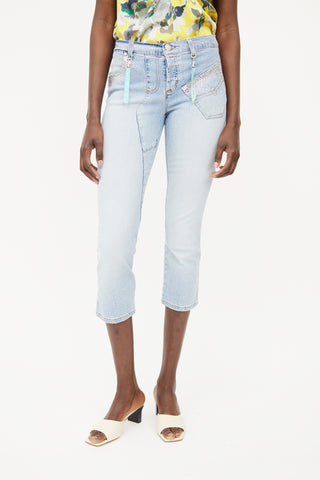 Blumarine Lightwash Embellished Capri Jeans