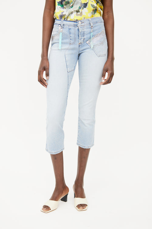 Blumarine Lightwash Embellished Capri Jeans