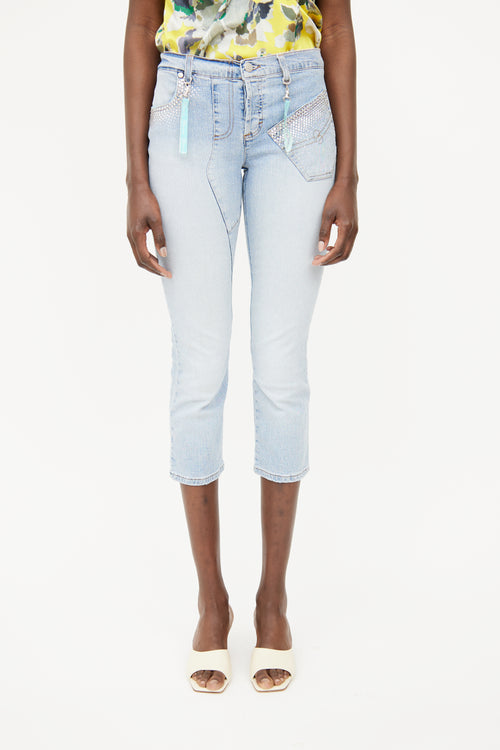 Blumarine Lightwash Embellished Capri Jeans