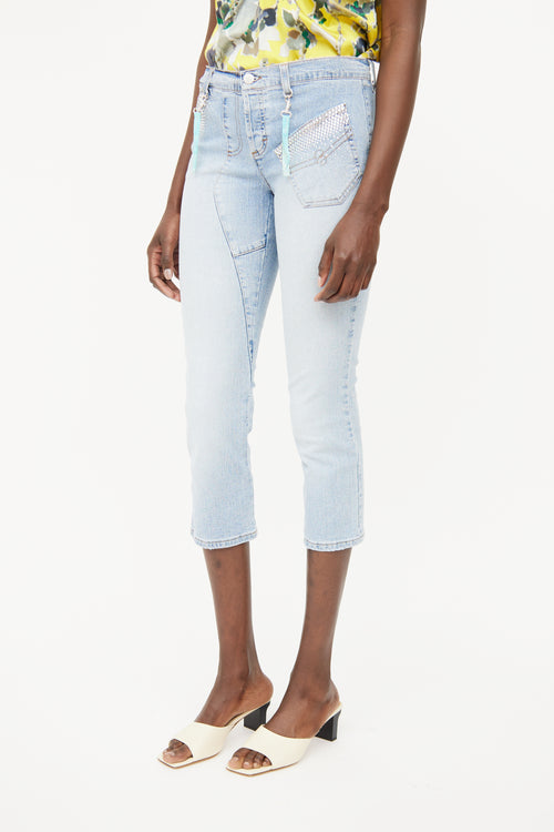 Blumarine Lightwash Embellished Capri Jeans