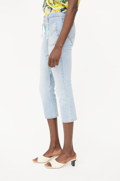 Blumarine Lightwash Embellished Capri Jeans