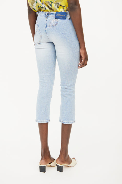 Blumarine Lightwash Embellished Capri Jeans