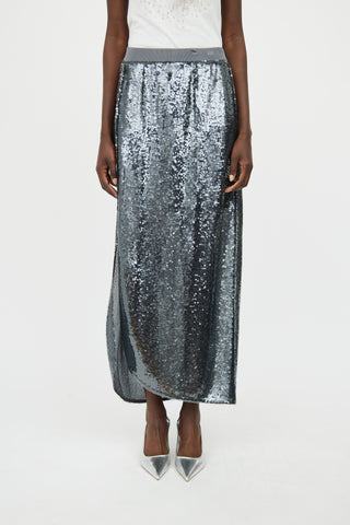 All Saints Grey Sequin Maxi Skirt