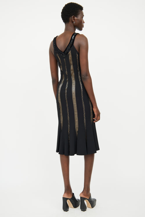 Blumarine Black Lace Panel Sequin Dress