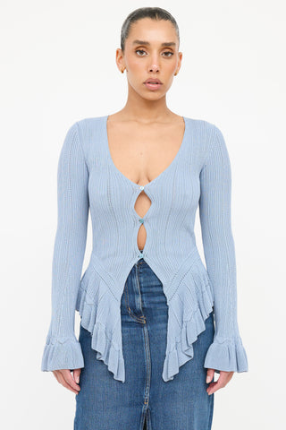 Blumarine Knit Ruffle Cardigan Top