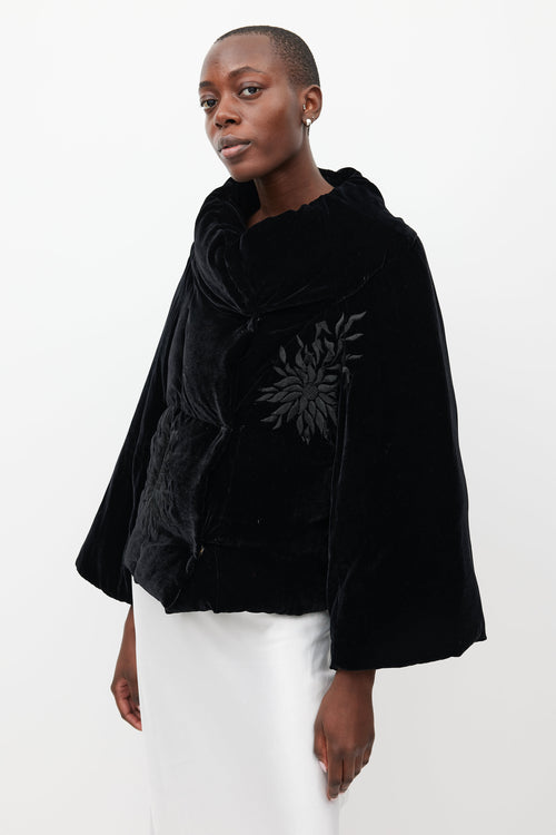 Blumarine Black Padded Embroidered Velour Jacket