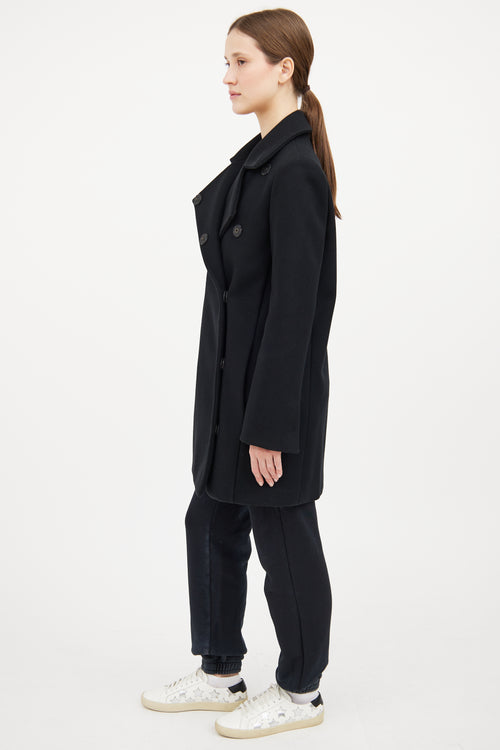 Black Wool Snap Button Coat