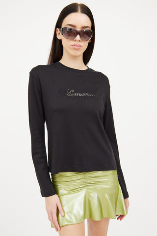 Blumarine Black Embellished Logo Top