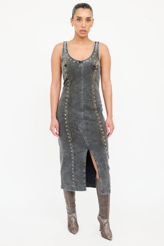 Blumarine Denim Gromet Sleeveless Dress