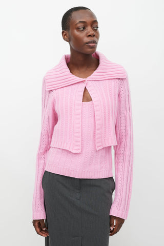 Blumarine Pink Cashmere Tank 
Cardigan Set