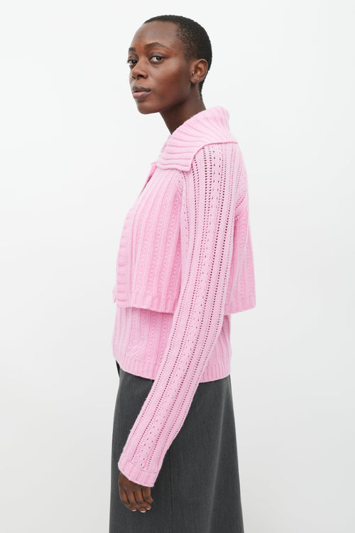 Blumarine Pink Cashmere Tank 
Cardigan Set