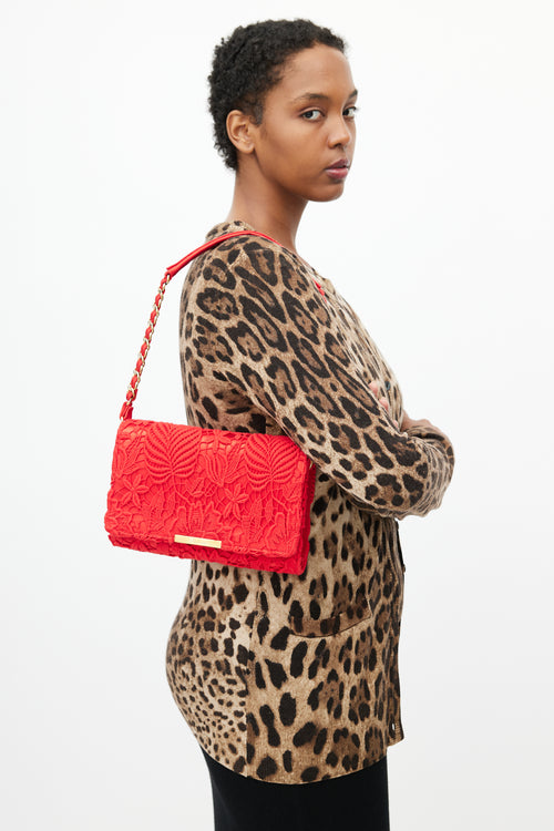 Blumarine Red Crochet Lace Shoulder Bag