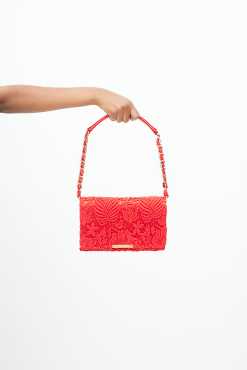 Blumarine Red Crochet Lace Shoulder Bag