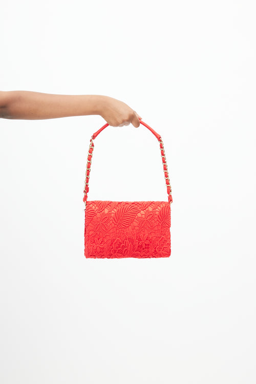 Blumarine Red Crochet Lace Shoulder Bag