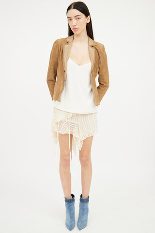 Blumarine Brown Suede 
Leather Jacket