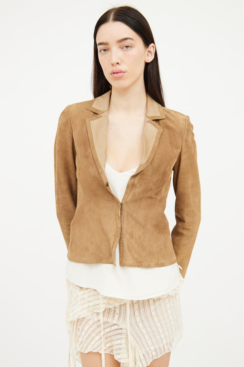 Blumarine Brown Suede 
Leather Jacket