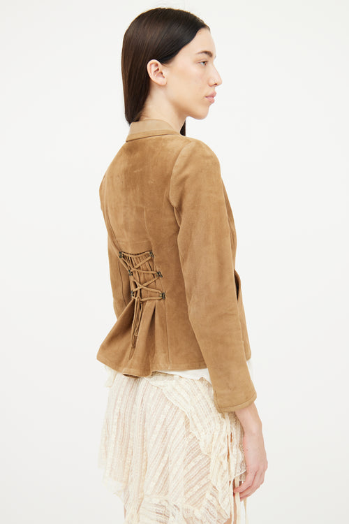 Blumarine Brown Suede 
Leather Jacket