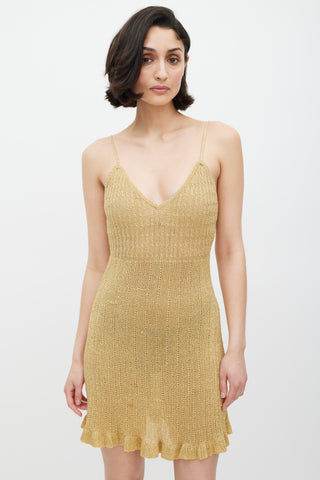 Blumarine Gold Knit Metallic Dress