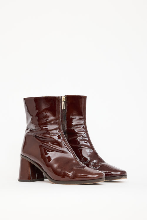 Bobbies Burgundy Patent Leather Ankle Boot