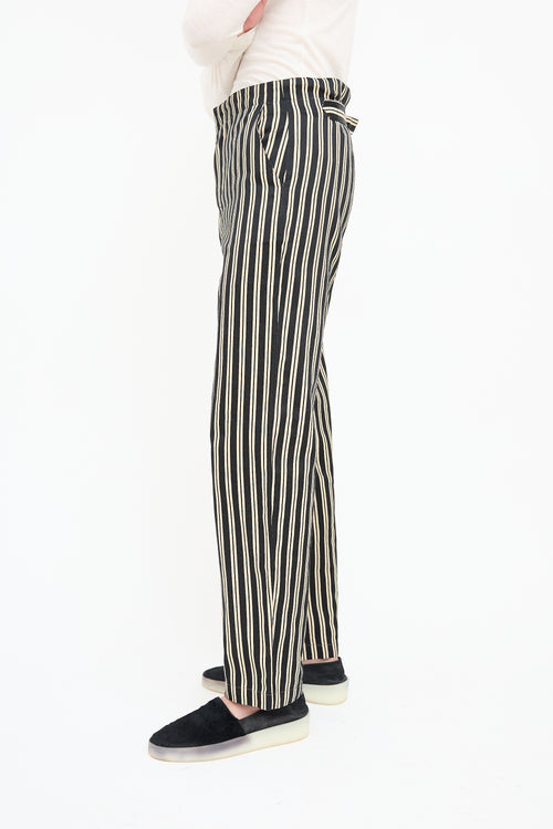 Bode Cream 
Black Stripe Trouser