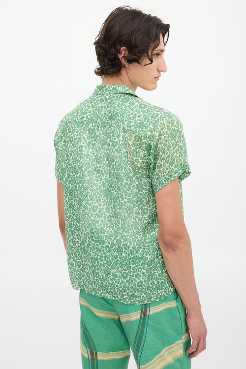 Bode Green 
White Floral Shirt