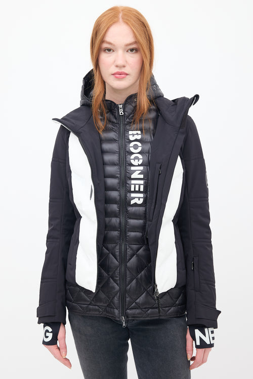 Bogner Black 
White Nylon Maela Layered Jacket